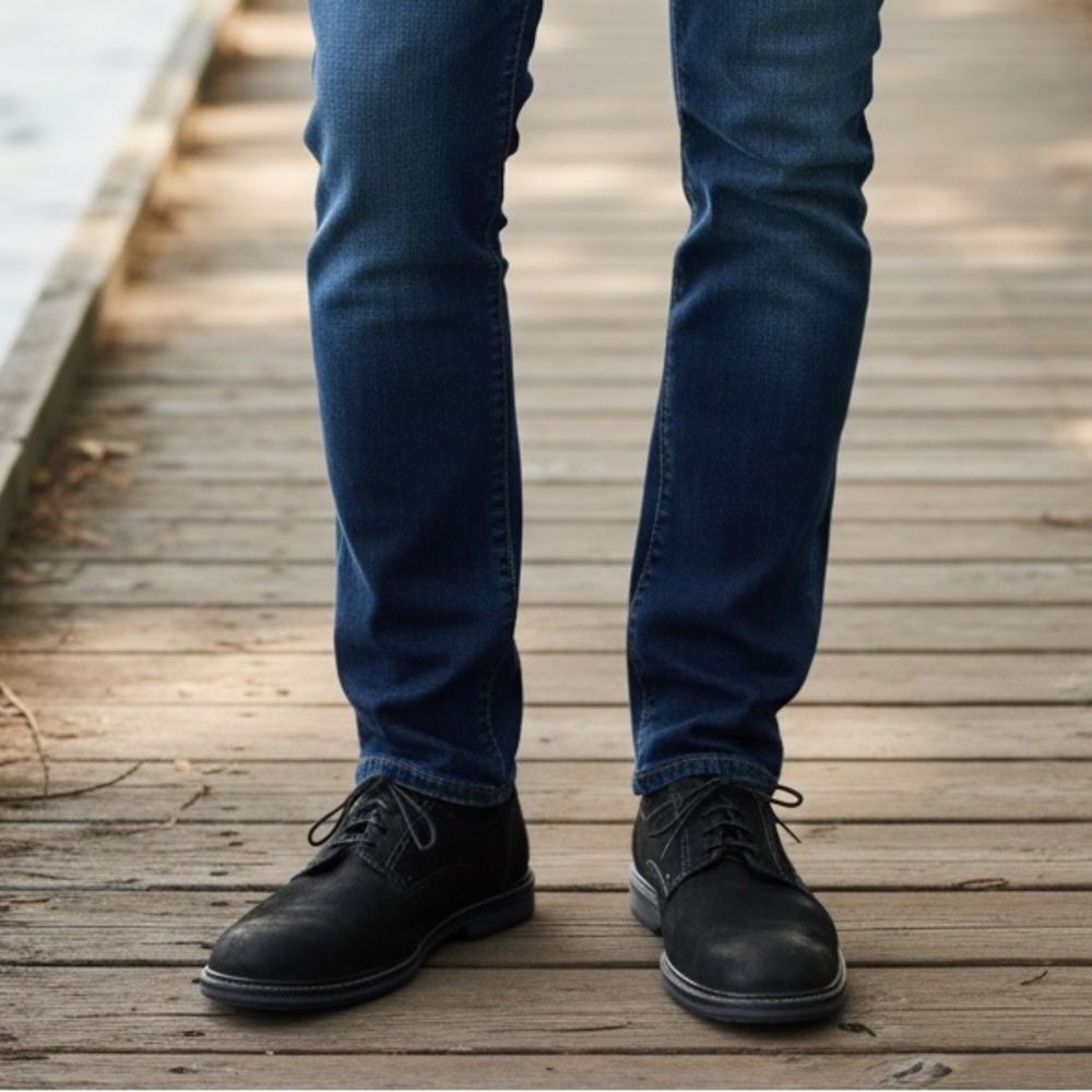 Mephisto Men’s Black Suede Air Jet Oxfords Lace Up Sz US 11